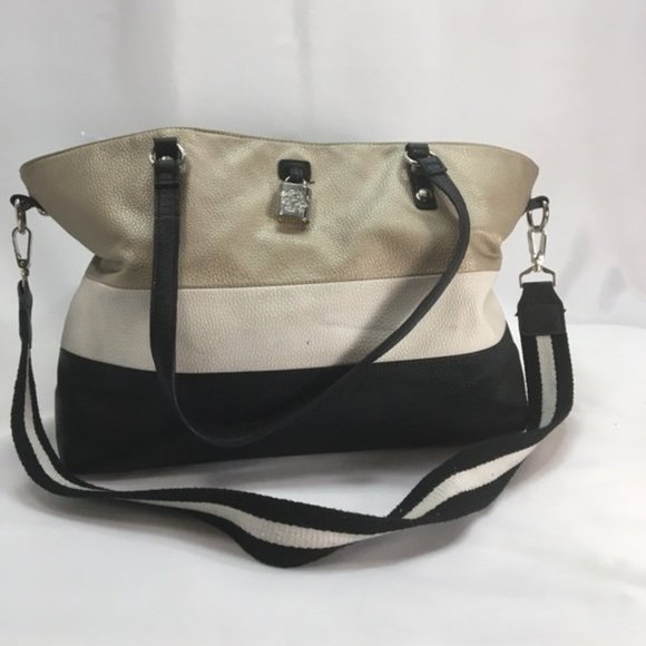 Jessica Simpson Shoulder bag large Black white and - Picture 1 of 3